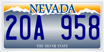 NV license plate 20A958
