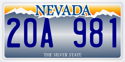 NV license plate 20A981