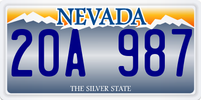NV license plate 20A987