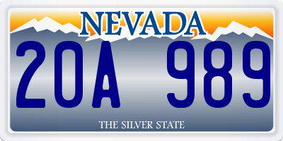 NV license plate 20A989