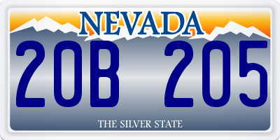 NV license plate 20B205