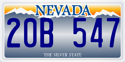 NV license plate 20B547