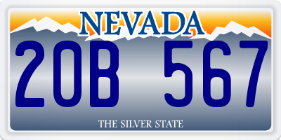 NV license plate 20B567