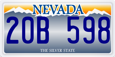 NV license plate 20B598