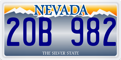 NV license plate 20B982