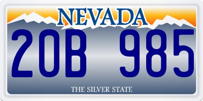 NV license plate 20B985