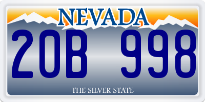 NV license plate 20B998