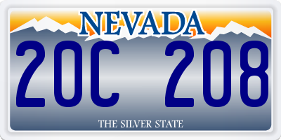 NV license plate 20C208