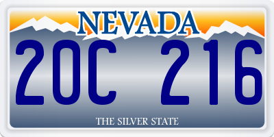 NV license plate 20C216