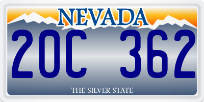 NV license plate 20C362