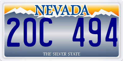 NV license plate 20C494