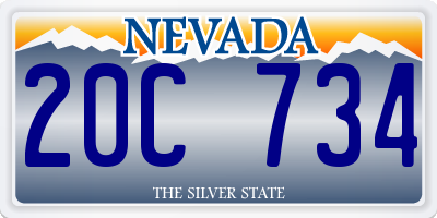 NV license plate 20C734