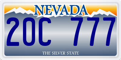 NV license plate 20C777