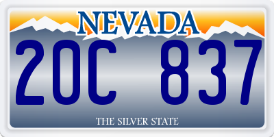 NV license plate 20C837