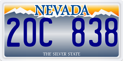 NV license plate 20C838