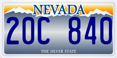 NV license plate 20C840