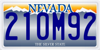 NV license plate 210M92