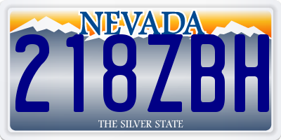 NV license plate 218ZBH