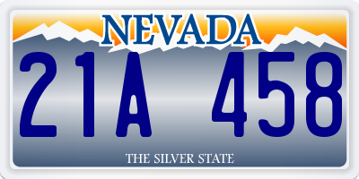 NV license plate 21A458