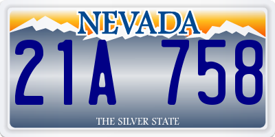 NV license plate 21A758