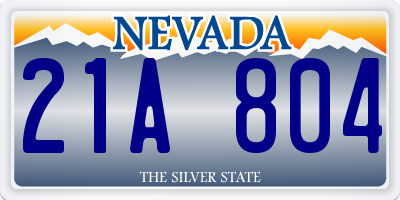 NV license plate 21A804