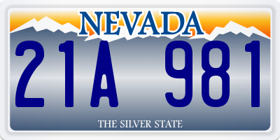 NV license plate 21A981