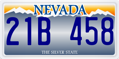 NV license plate 21B458