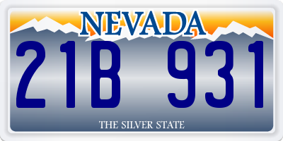 NV license plate 21B931