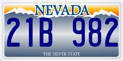 NV license plate 21B982