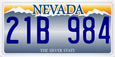 NV license plate 21B984