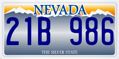 NV license plate 21B986
