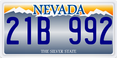NV license plate 21B992