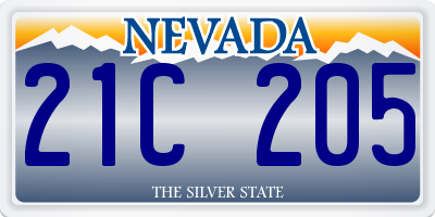 NV license plate 21C205