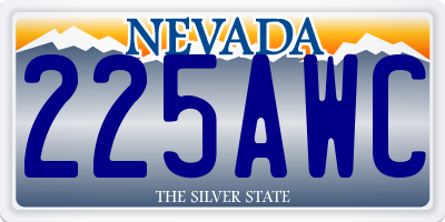 NV license plate 225AWC