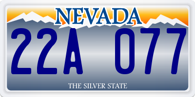 NV license plate 22A077
