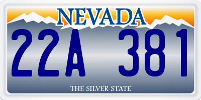 NV license plate 22A381