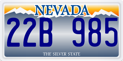 NV license plate 22B985