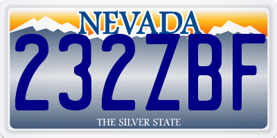 NV license plate 232ZBF