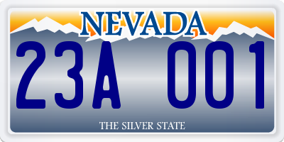 NV license plate 23A001