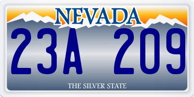 NV license plate 23A209