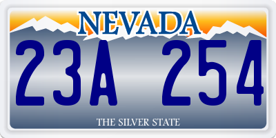 NV license plate 23A254
