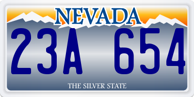 NV license plate 23A654
