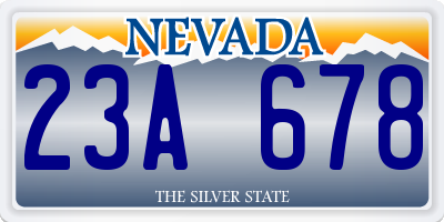 NV license plate 23A678
