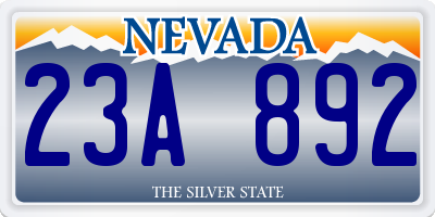 NV license plate 23A892