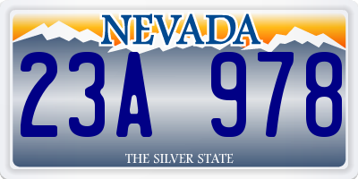 NV license plate 23A978