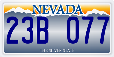 NV license plate 23B077