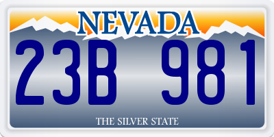 NV license plate 23B981