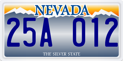 NV license plate 25A012