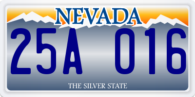 NV license plate 25A016