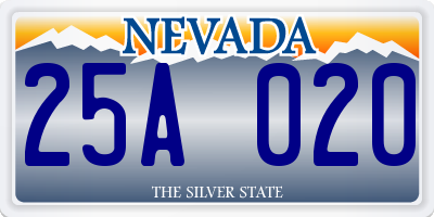 NV license plate 25A020